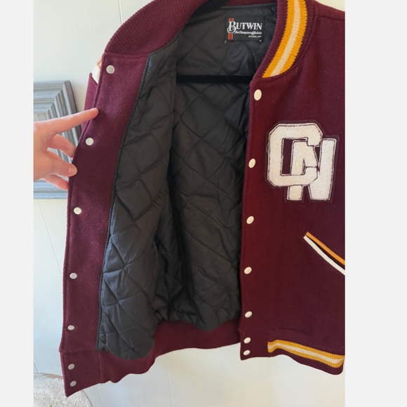 VTG 1985 Burgundy Gold Wool Leather Butwin Letterman Jacket Mens size M/L Paul - Picture 5 of 5